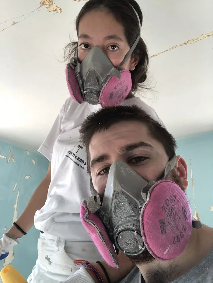 Rick and Alejandra in respirators on an early painting job